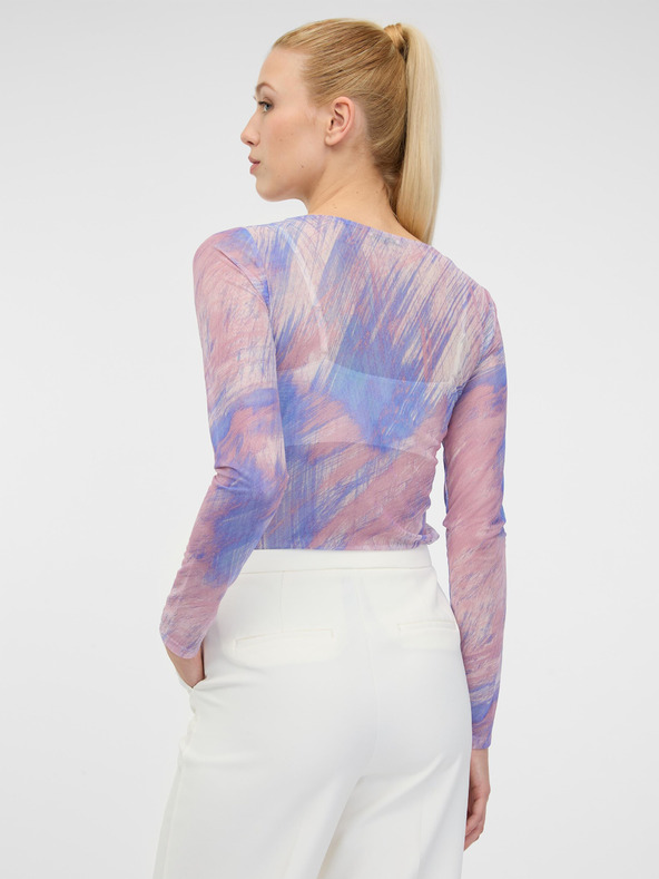 Orsay Hellrosa gemustertes Damen-T-Shirt mit langen Ärmeln ORSAY