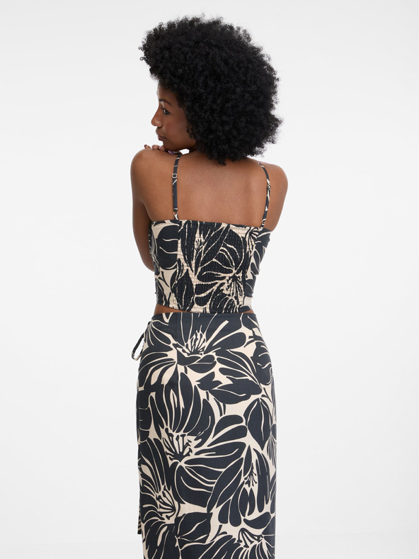 Orsay Schwarzes gemustertes Damen-Crop-Tank-Top ORSAY