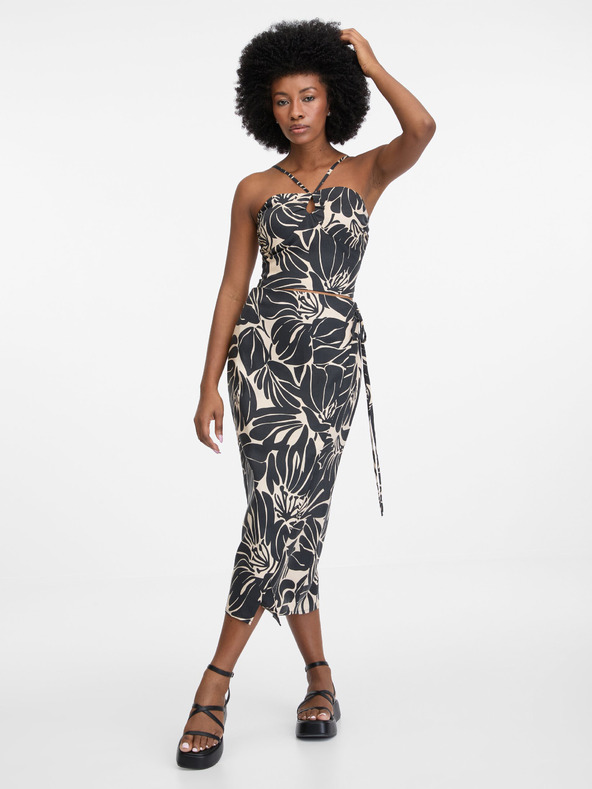 Orsay Schwarzes gemustertes Damen-Crop-Tank-Top ORSAY