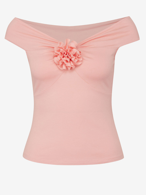 Orsay Hellrosa kurzärmeliges Damen-T-Shirt mit Applikation ORSAY