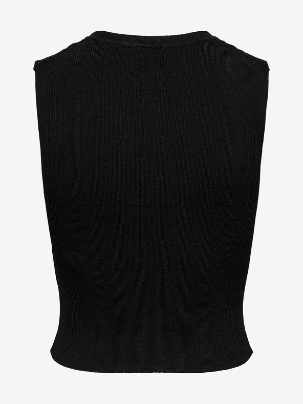 ONLY Schwarzes geripptes Basic-Top für Damen ONLY Majli