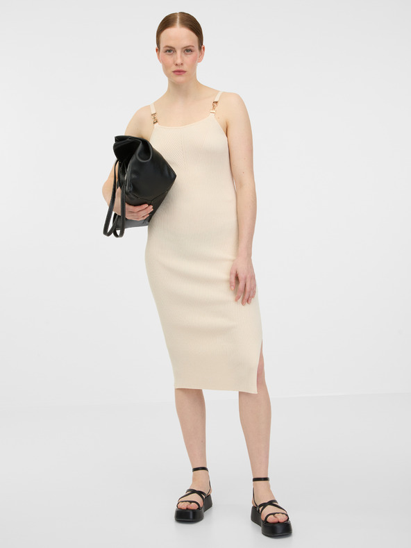 Orsay Beigefarbenes Damen Midikleid ORSAY