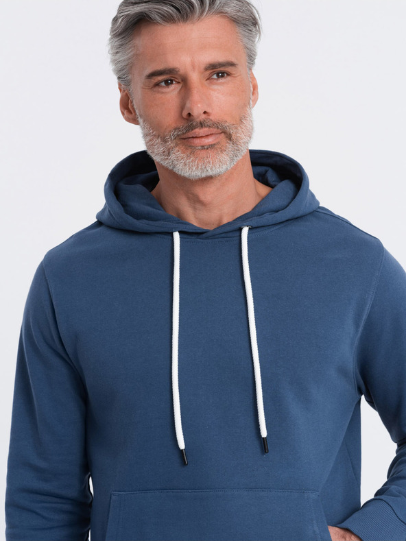 Ombre Clothing Blauer Herren-Kapuzenpullover mit Känguru und Kapuze Ombre Clothing