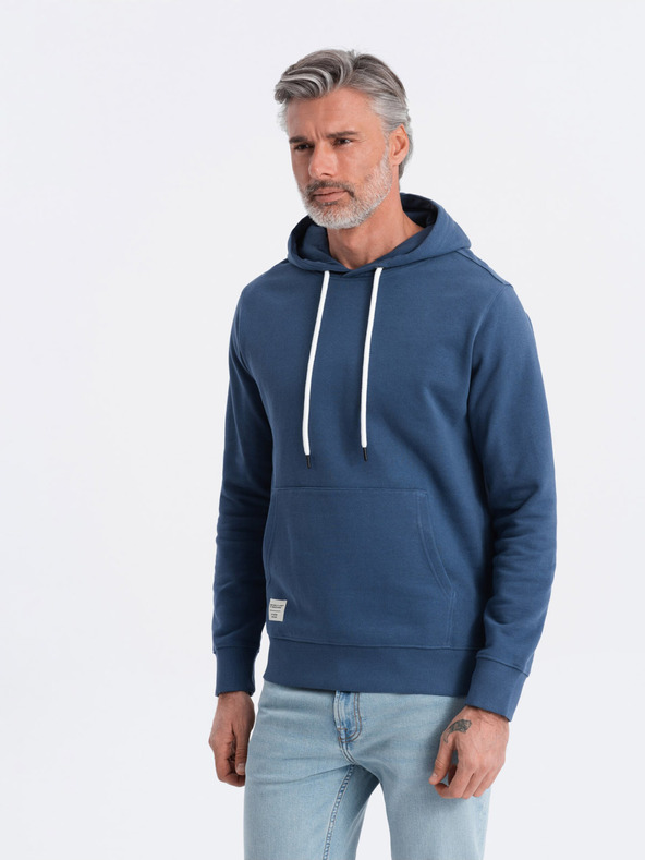Ombre Clothing Blauer Herren-Kapuzenpullover mit Känguru und Kapuze Ombre Clothing