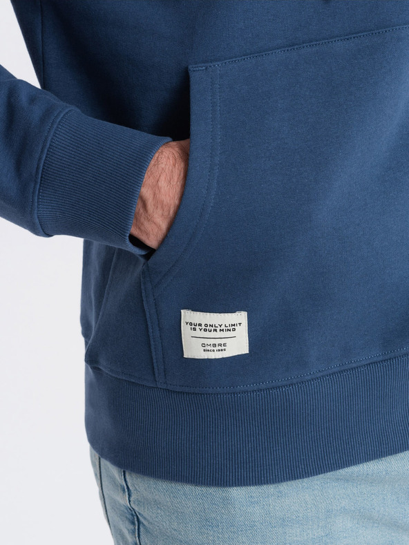 Ombre Clothing Blauer Herren-Kapuzenpullover mit Känguru und Kapuze Ombre Clothing