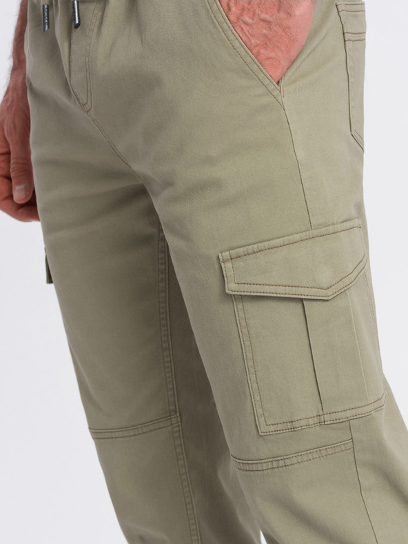 Ombre Clothing Khaki Herren-Cargo-Jogger-Hosen Ombre Clothing