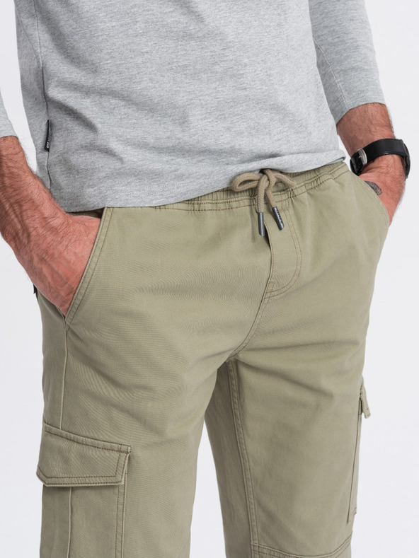 Ombre Clothing Khaki Herren-Cargo-Jogger-Hosen Ombre Clothing