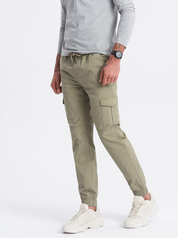 Ombre Clothing Khaki Herren-Cargo-Jogger-Hosen Ombre Clothing