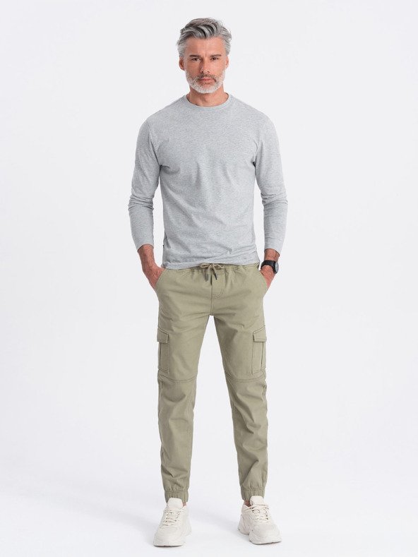 Ombre Clothing Khaki Herren-Cargo-Jogger-Hosen Ombre Clothing