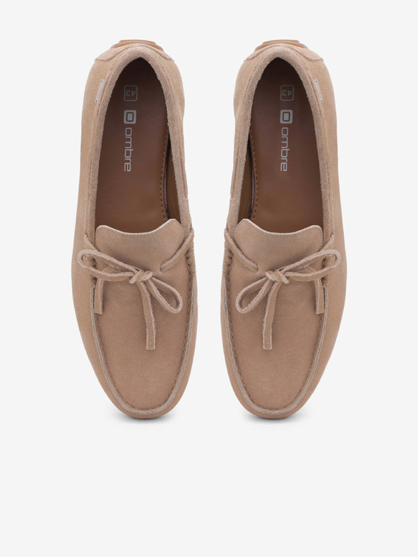 Ombre Clothing Beigefarbene Herren-Slipper aus Leder mit Driver-Sohle Ombre Clothing