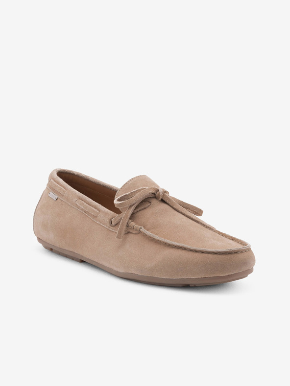 Ombre Clothing Beigefarbene Herren-Slipper aus Leder mit Driver-Sohle Ombre Clothing
