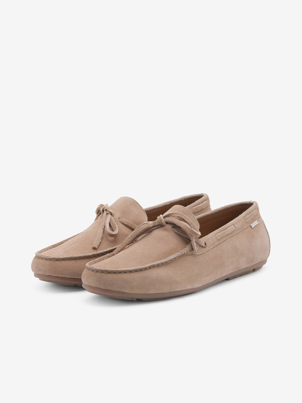 Ombre Clothing Beigefarbene Herren-Slipper aus Leder mit Driver-Sohle Ombre Clothing