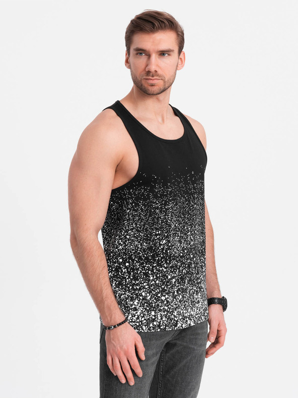 Ombre Clothing Schwarzes bedrucktes Tank-Top für Männer Ombre Clothing