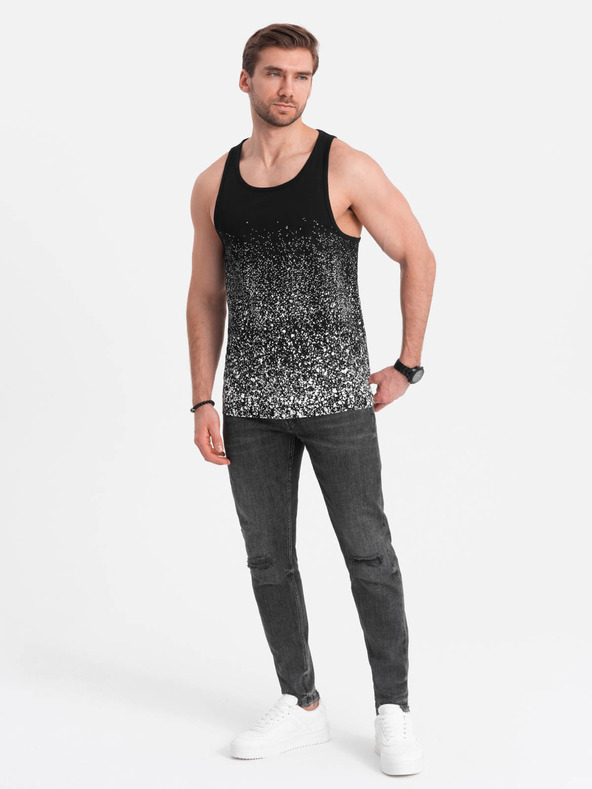 Ombre Clothing Schwarzes bedrucktes Tank-Top für Männer Ombre Clothing