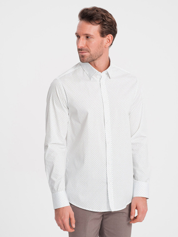 Ombre Clothing Weißes Herrenhemd aus Baumwolle Ombre Clothing