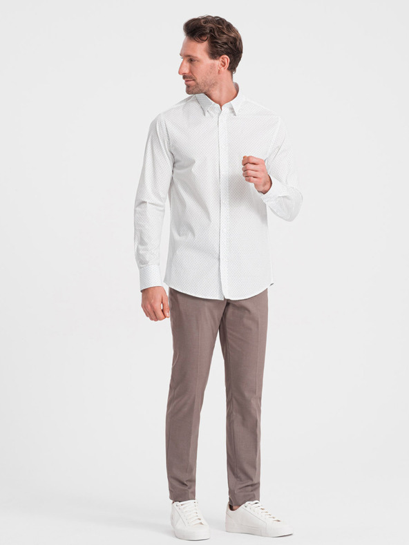 Ombre Clothing Weißes Herrenhemd aus Baumwolle Ombre Clothing