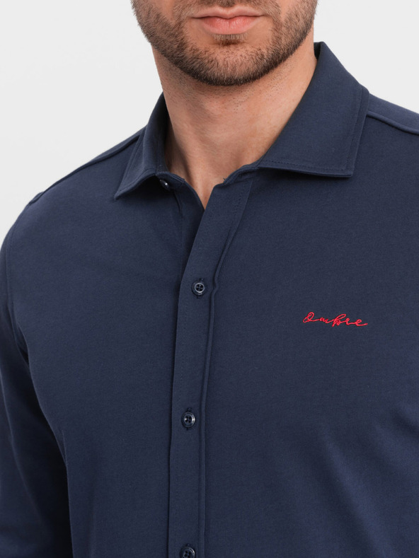 Ombre Clothing Blaues Herren-Jacquard-Shirt Ombre Clothing