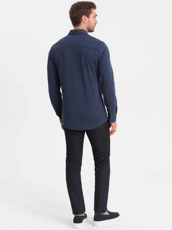 Ombre Clothing Blaues Herren-Jacquard-Shirt Ombre Clothing