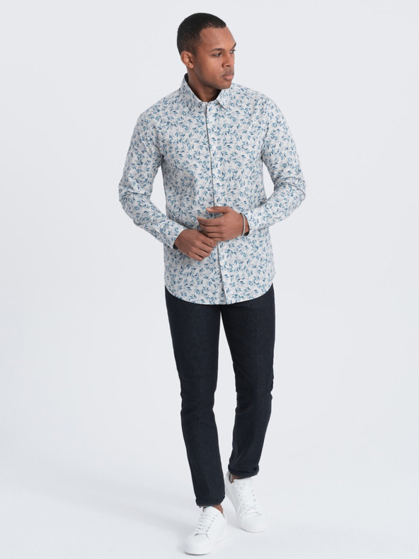 Ombre Clothing Grau gemustertes Herrenhemd Ombre Clothing