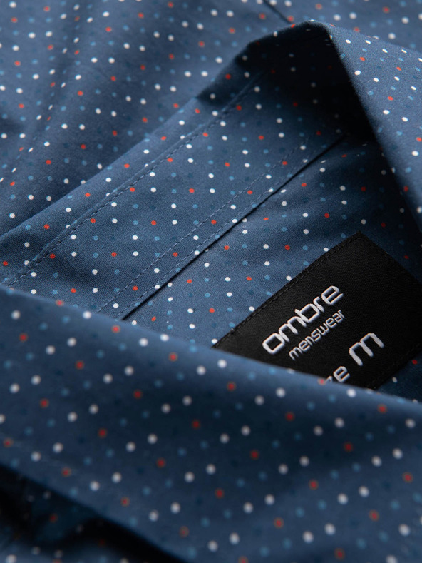 Ombre Clothing Blaues gemustertes Herrenhemd Slim Fit Ombre Clothing