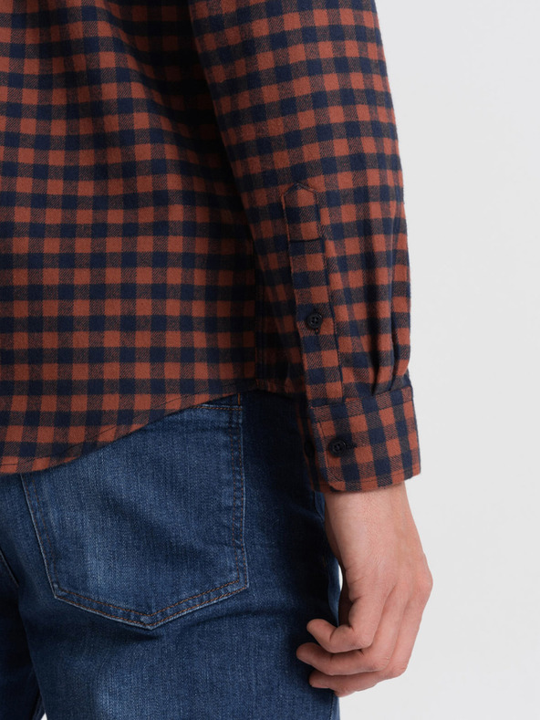 Ombre Clothing Dunkelblau kariertes Flanellhemd für Herren Ombre Clothing