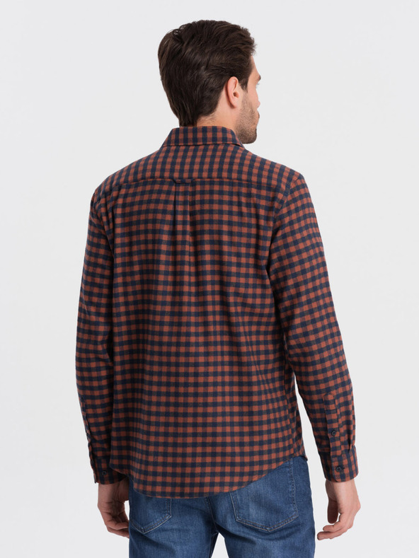 Ombre Clothing Dunkelblau kariertes Flanellhemd für Herren Ombre Clothing