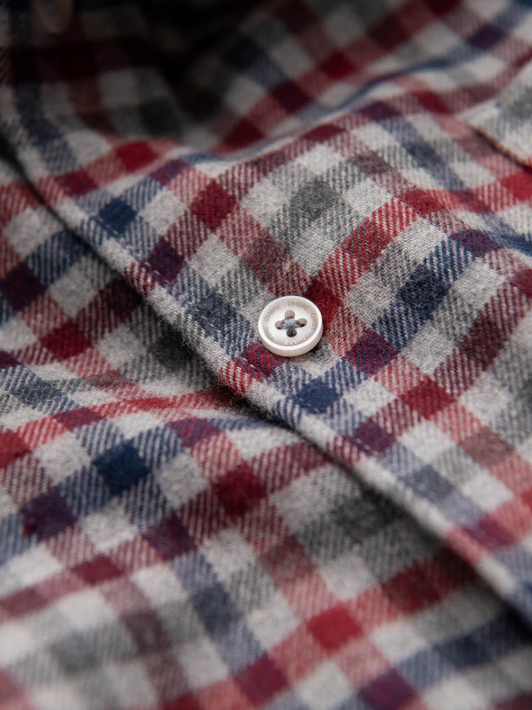 Ombre Clothing Blau-rot kariertes Flanellhemd für Herren Ombre Clothing