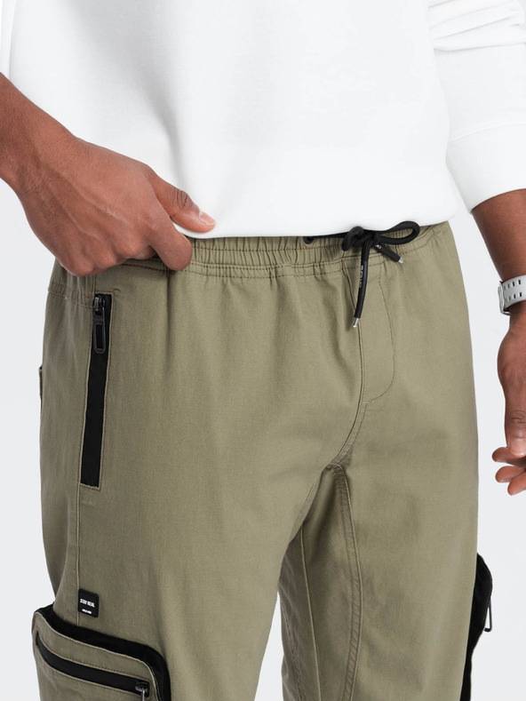 Ombre Clothing Grüne Herren-Cargo-Jogger-Hose Ombre Clothing