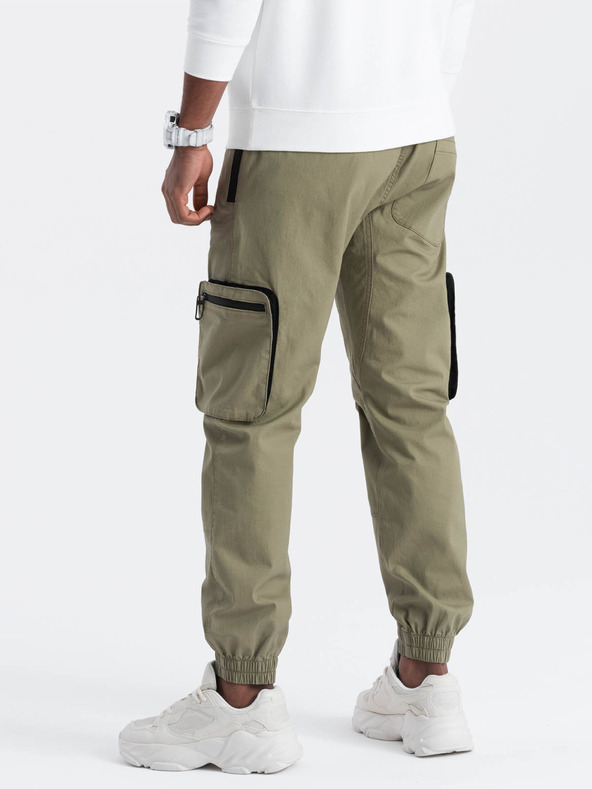 Ombre Clothing Grüne Herren-Cargo-Jogger-Hose Ombre Clothing