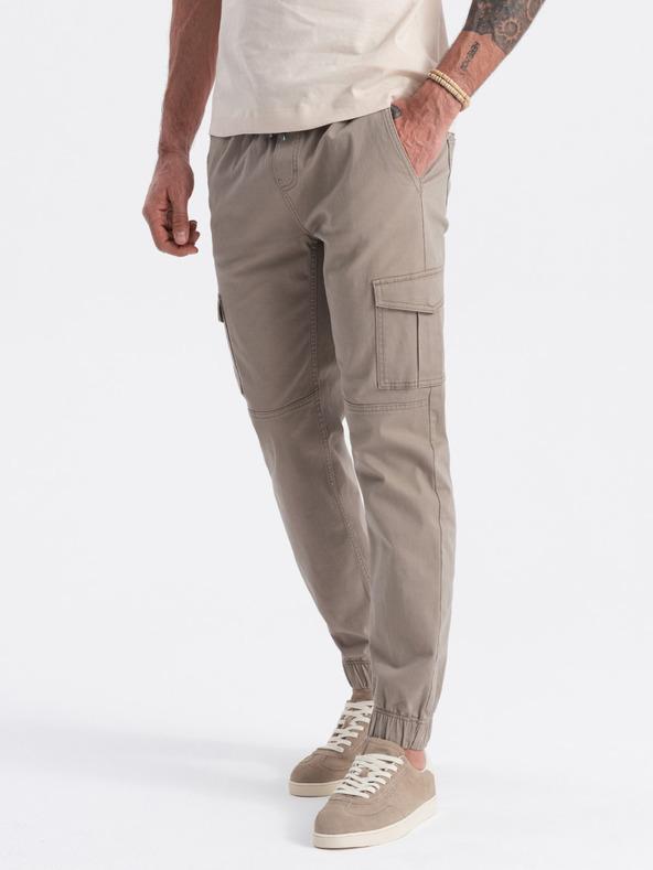 Ombre Clothing Beige Herren-Cargo-Jogger-Hosen Ombre Clothing