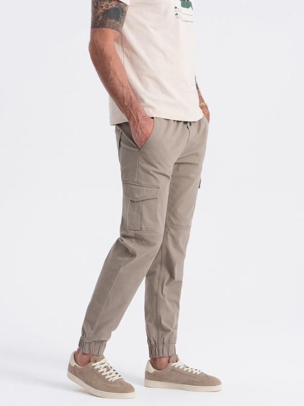 Ombre Clothing Beige Herren-Cargo-Jogger-Hosen Ombre Clothing