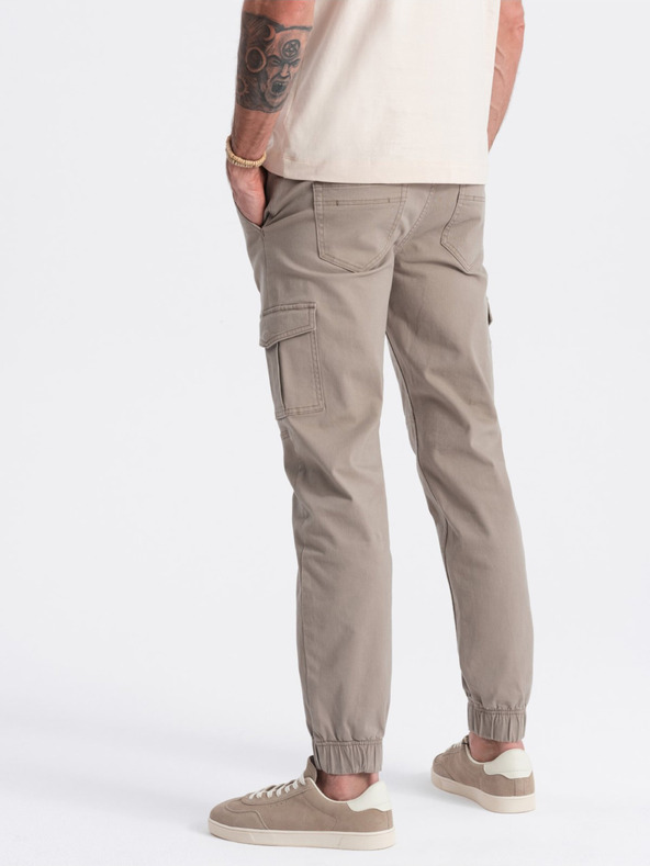Ombre Clothing Beige Herren-Cargo-Jogger-Hosen Ombre Clothing