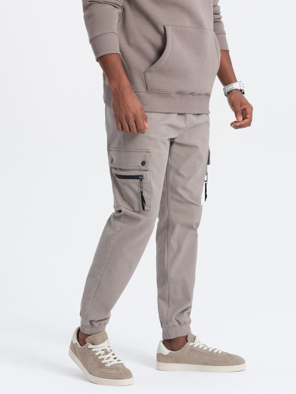 Ombre Clothing Beige Herren-Cargo-Jogger-Hosen Ombre Clothing