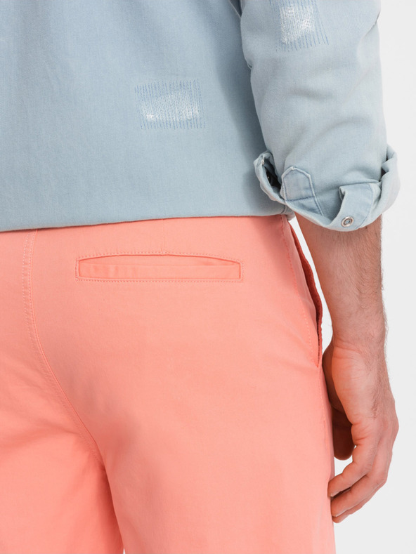 Ombre Clothing Korallefarbene Herren-Chino-Shorts mit Denim-Saum Ombre Clothing