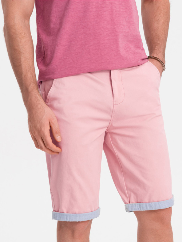 Ombre Clothing Pinke Herren-Chino-Shorts mit Jeans-Saum Ombre Clothing