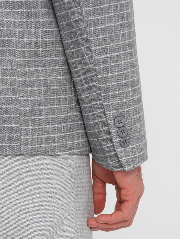 Ombre Clothing Grau karierte Herrenjacke mit Wollmischung Ombre Clothing