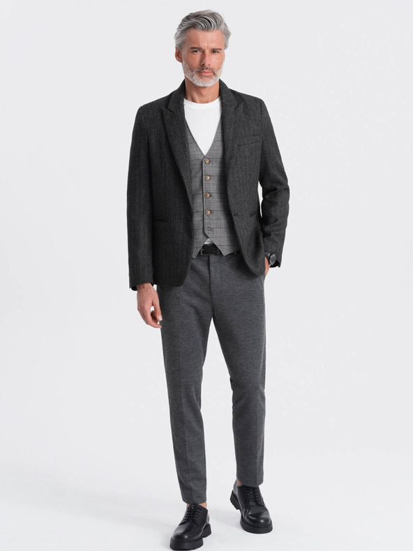 Ombre Clothing Dunkelgrauer Herren-Jacquard-Blazer Ombre Clothing