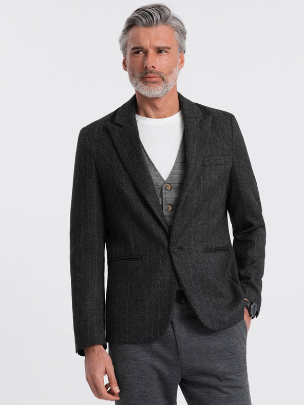 Ombre Clothing Dunkelgrauer Herren-Jacquard-Blazer Ombre Clothing