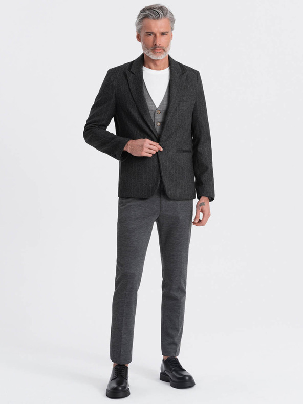 Ombre Clothing Dunkelgrauer Herren-Jacquard-Blazer Ombre Clothing