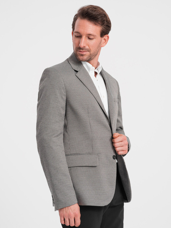 Ombre Clothing Grauer Herren-Feinkaro-Blazer Ombre-Kleidung