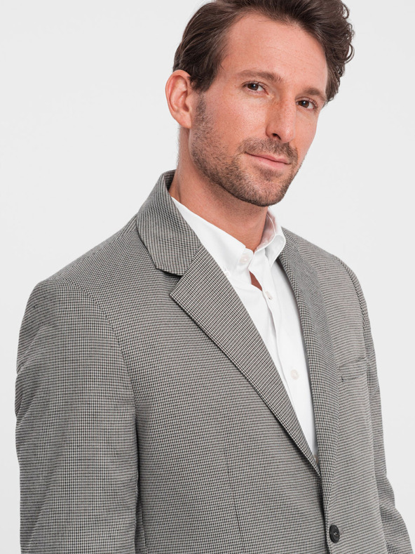Ombre Clothing Grauer Herren-Feinkaro-Blazer Ombre-Kleidung