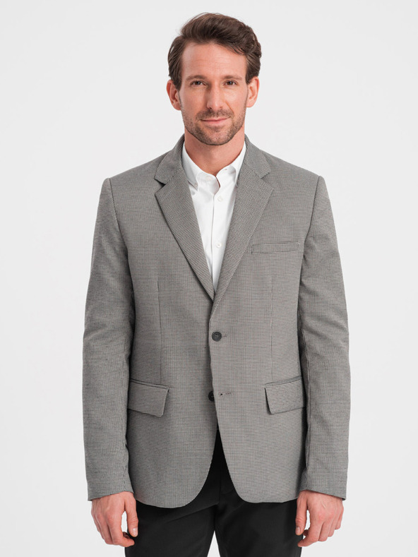 Ombre Clothing Grauer Herren-Feinkaro-Blazer Ombre-Kleidung