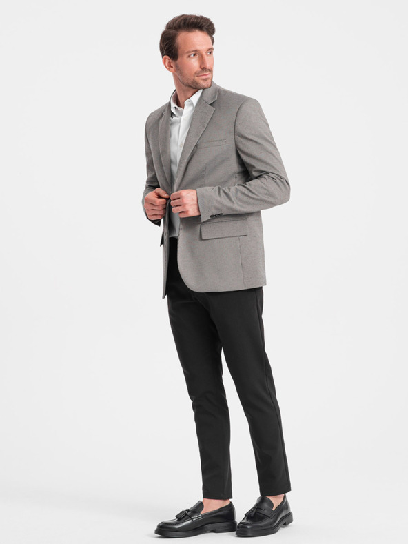 Ombre Clothing Grauer Herren-Feinkaro-Blazer Ombre-Kleidung