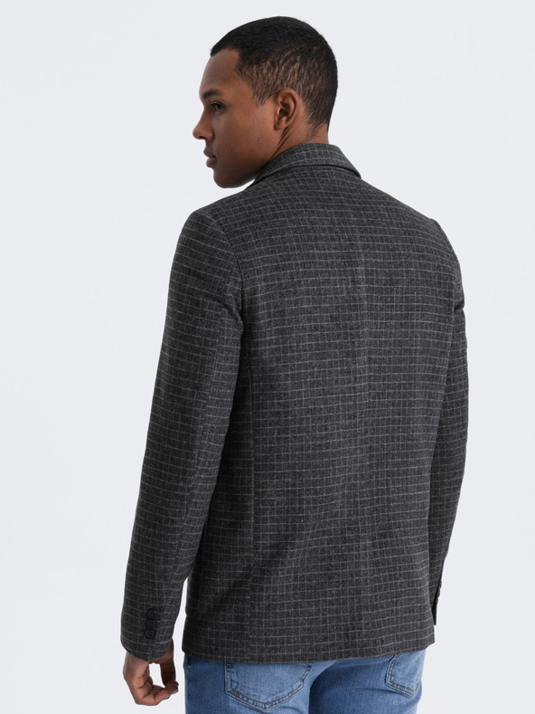Ombre Clothing Dunkelgrauer Herren-Karoblazer mit Wollmischung Ombre Clothing