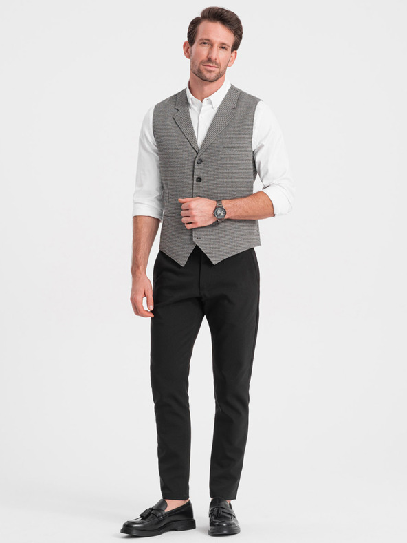 Ombre Clothing Graue Herren-Jacquardweste mit Revers Ombre Clothing