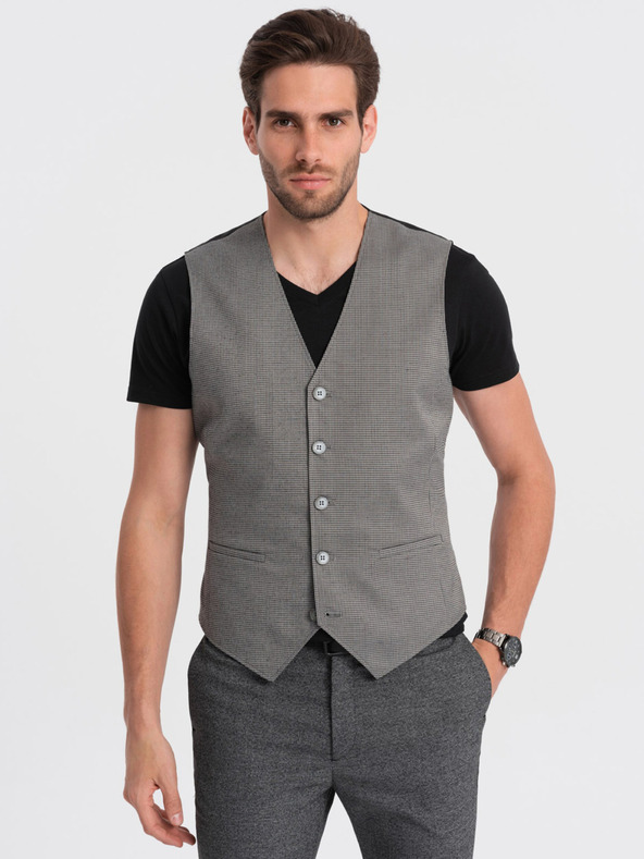 Ombre Clothing Graue Herren-Jacquard-Weste Ombre Clothing