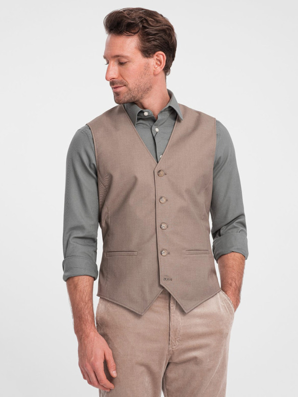 Ombre Clothing Beige Herren-Anzugsweste Ombre Clothing