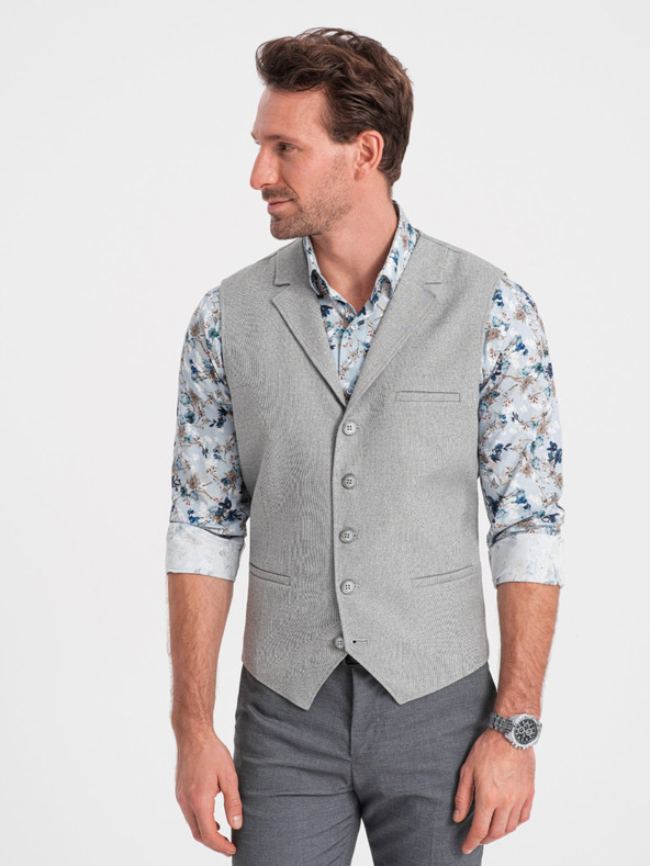 Ombre Clothing Hellgraue Herren-Anzugsjacke mit Kragen Ombre Clothing