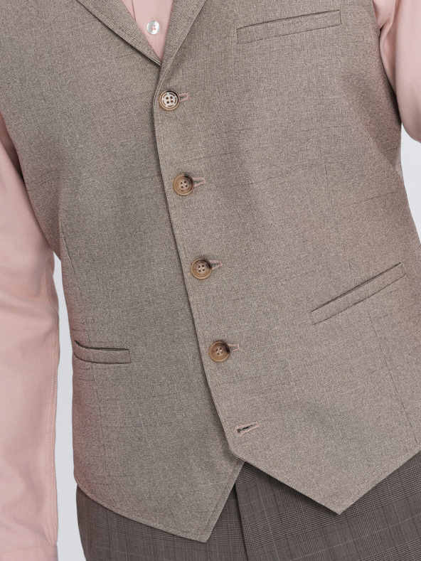 Ombre Clothing Beige Herren Anzugweste mit Kragen Ombre Clothing