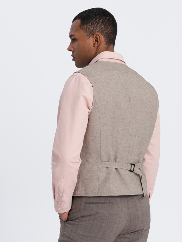 Ombre Clothing Beige Herren Anzugweste mit Kragen Ombre Clothing